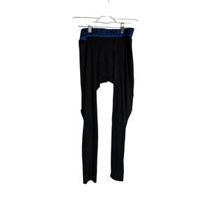 Nike Pro Men Compression Tights Leggings Black Blue Elastic Waistband Medium